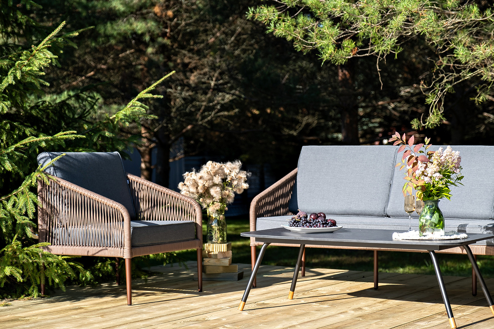 "Канны" лаунж-зона 5-местная плетеная из роупа (веревки), роуп коричневый