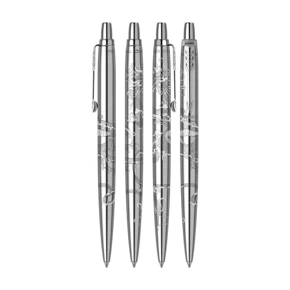 Шариковая ручка Parker Jotter Dragon Special Edition, цвет: St. Steel СT, стержень: Mblue в подарочной коробке
