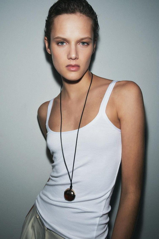 ZARA МАЙКА В РУБЧИК, БЕЛЫЙ