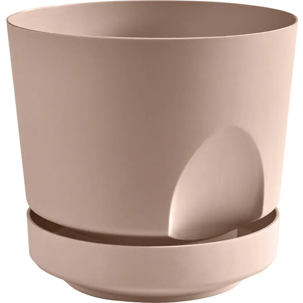 Кашпо для цветов пластиковое 0,8л d-13см «Тренд» с поддоном Фраппе