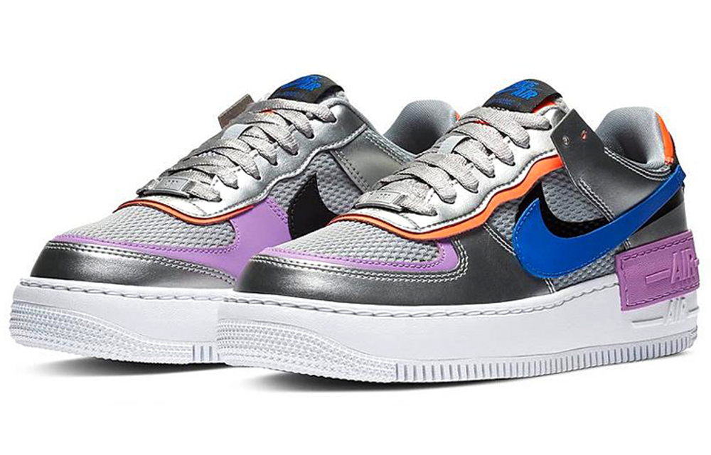 Кроссовки Nike Air Force 1 Shadow Metallic Silver (Женская размерная сетка)