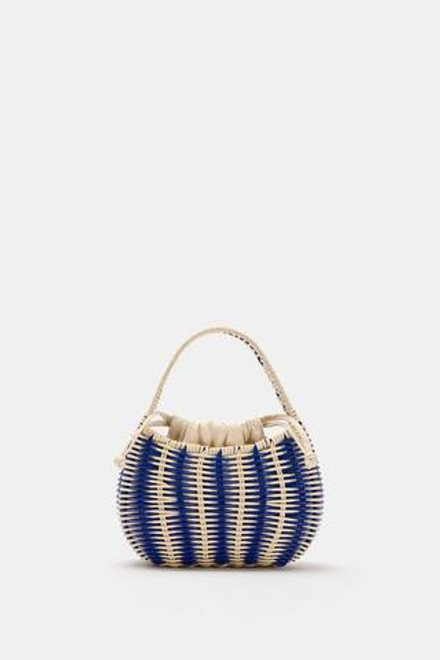 ZARA ЖЕСТКАЯ ПЛЕТЕНАЯ СУМКА, СИНИЙ