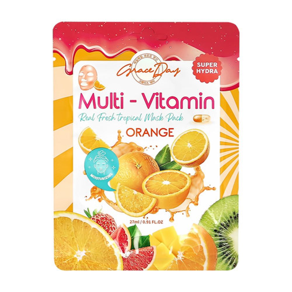 Маска тканевая с экстрактом апельсина Grace Day Multi-vitamin orange mask pack, 27 мл