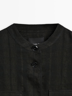 Massimo Dutti Куртка-бомбер в клетку, черный