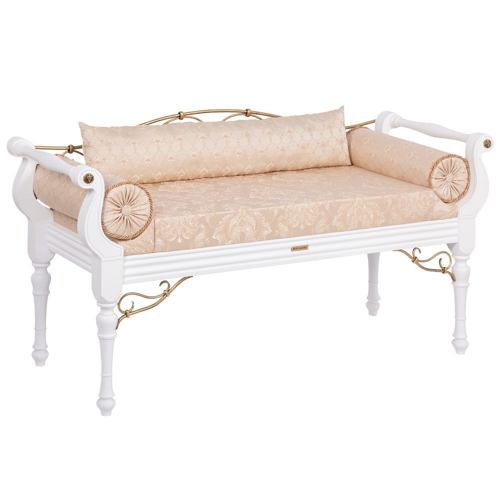 Банкетка Флоренция Премиум Белый Каледония Даймонд Айвори Амбер