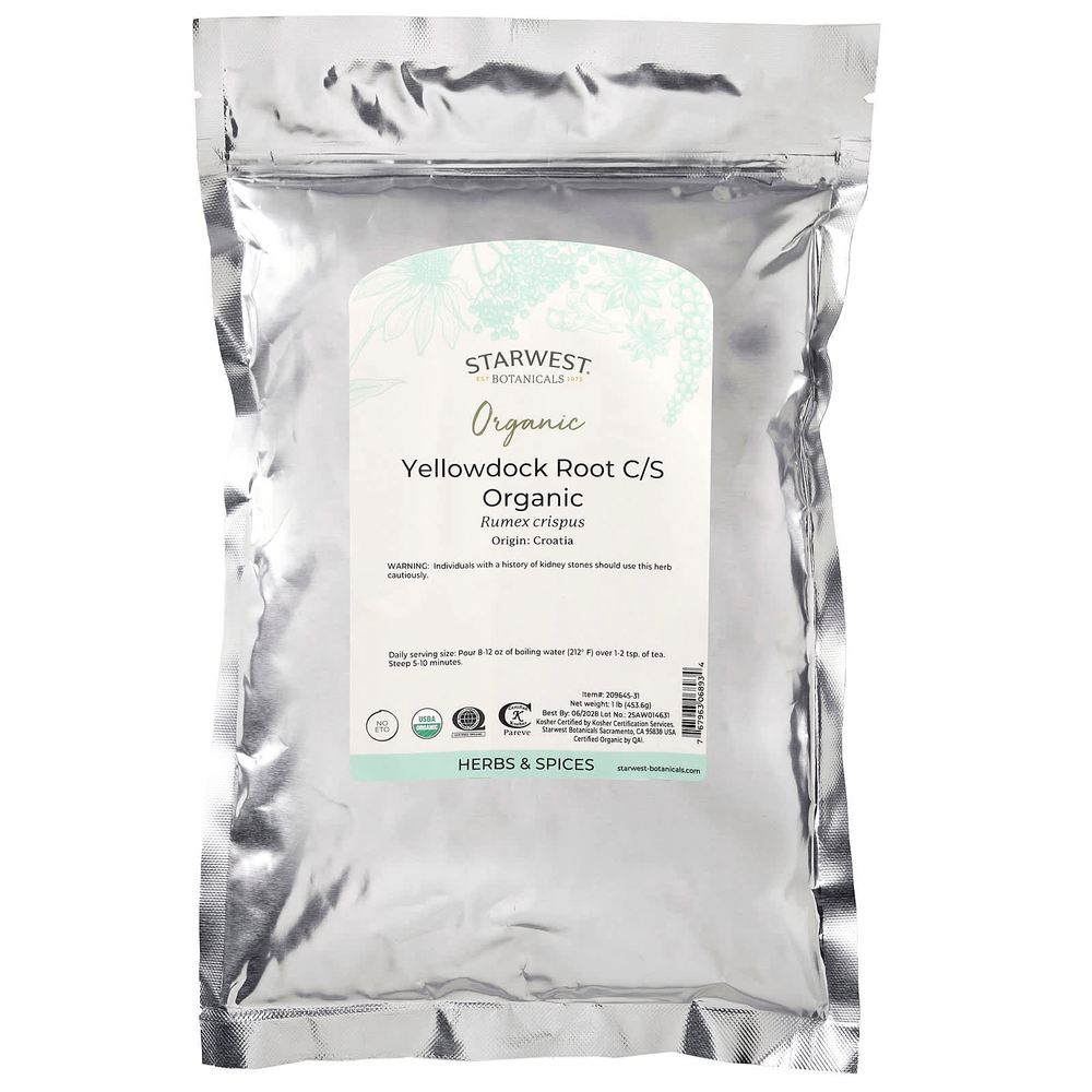 Starwest Botanicals, органический корень желтоватого щавеля, нарезанный и просеянный, 453,6 г (1 фунт)