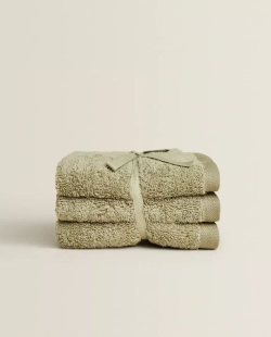 ZARA HOME (НАБОР ИЗ 3 ШТ.) ПОЛОТЕНЦЕ ИЗ ВЫСОКОКАЧЕСТВЕННОГО ХЛОПКА, ХАКИ