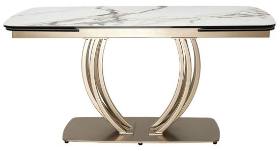 Стол MALTA 160 KL-188 Контрастный мрамор матовый, итальянская керамика/ каркас цвета шампань