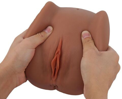 Мастурбатор Black Beauty - вагина и анус (Цвет: коричневый)