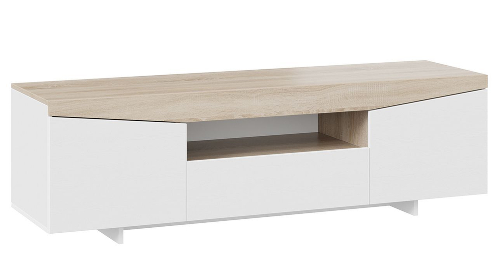 Тумба под телевизор напольная Белый Ясень/Дуб Сонома 160х45х48 см