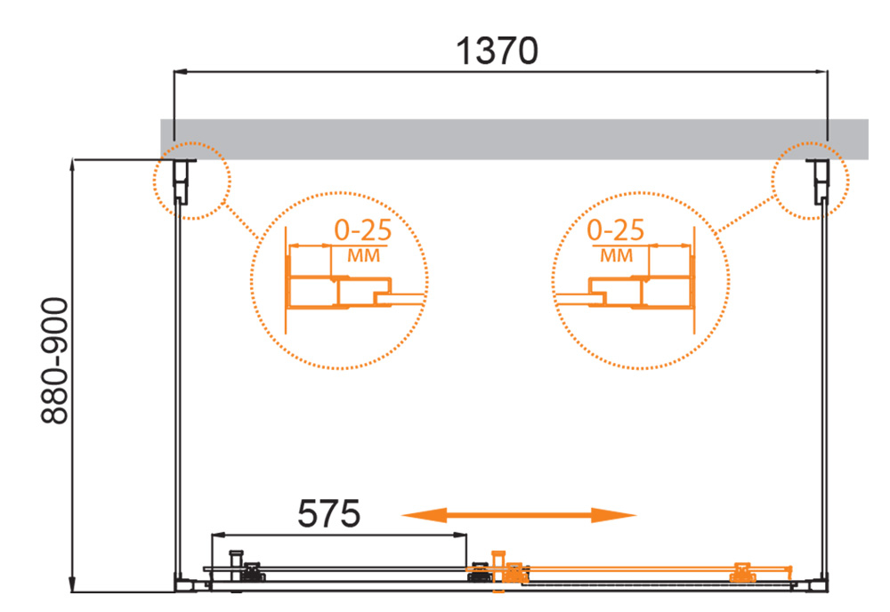 Душевой уголок Cezares MOLVENO-AH-12-140/90-C-GM-IV, 140х90х195, профиль оружейная сталь, прозрачное стекло