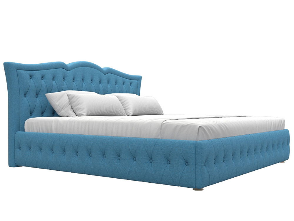 Кровать интерьерная Герда 200, Амур 10 голубой, Рогожка, 123597