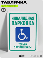 Табличка для парковки "Инвалидная парковка", для дома, офиса, организаций, 40х30 см, Silver Plane x Айдентика Технолоджи