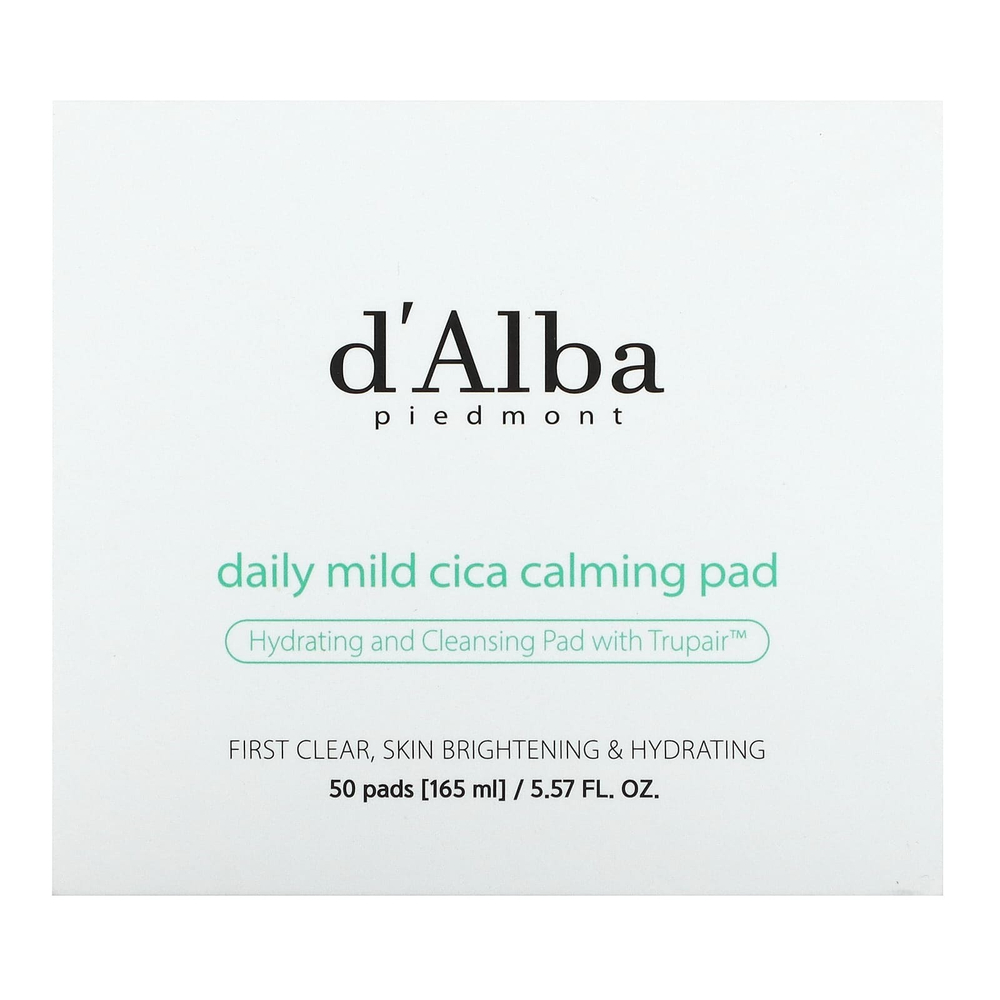 d'Alba, Daily Mild Cica Calming Pad, успокаивающие диски для ежедневного использования, 50 шт., 165 мл (5,57 жидк. унции)