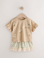 Футболка и шорты в комплекте для девочки Next E65-378, 2 шт., Бежевый