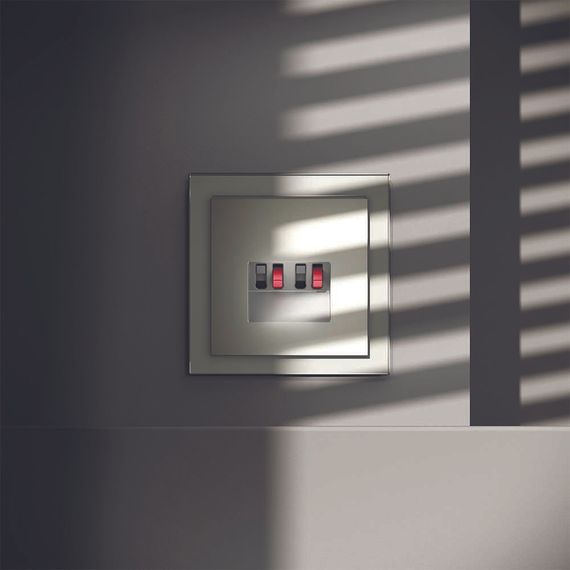 Розетка акустическая встраиваемая Voltum S70 4-местная, (сталь) VLS060305