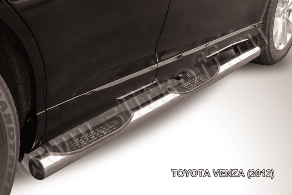 Пороги из нержавейки Toyota Venza (2012-2017) d76 с проступями