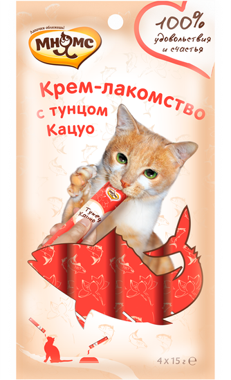 Мнямс Крем -лакомство для кошек с тунцом Кацуо 4*15 гр Мнямс Крем -лакомство для кошек с тунцом Кацуо 4*15 гр