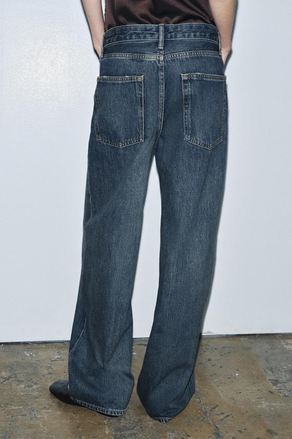 ZARA ДЖИНСЫ ZW COLLECTION BAGGY СО СРЕДНЕЙ ПОСАДКОЙ, СИНИЙ