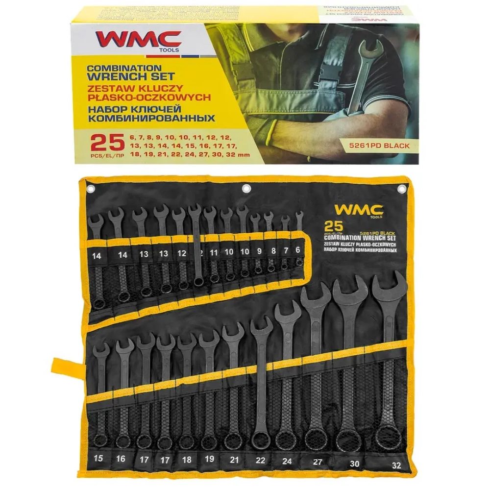 Набор ключей комбинированных 25пр. WMC TOOLS WMC-5261PD Black