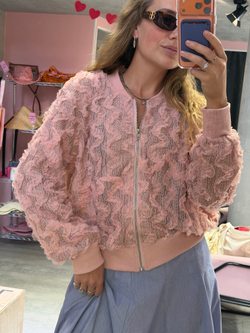 Кружевной бомбер Boho розовый