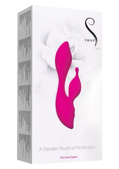 Розовый вибратор с клиторальным отростком Swan Cygnet - 19,5 см. (Цвет: розовый)