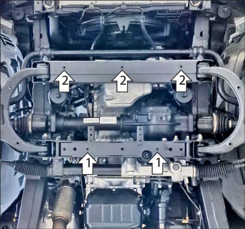 защита двигателя, переднего дифференциала. 2 мм, Сталь для KGM Rexton 2023-н.в., Motodor.72805