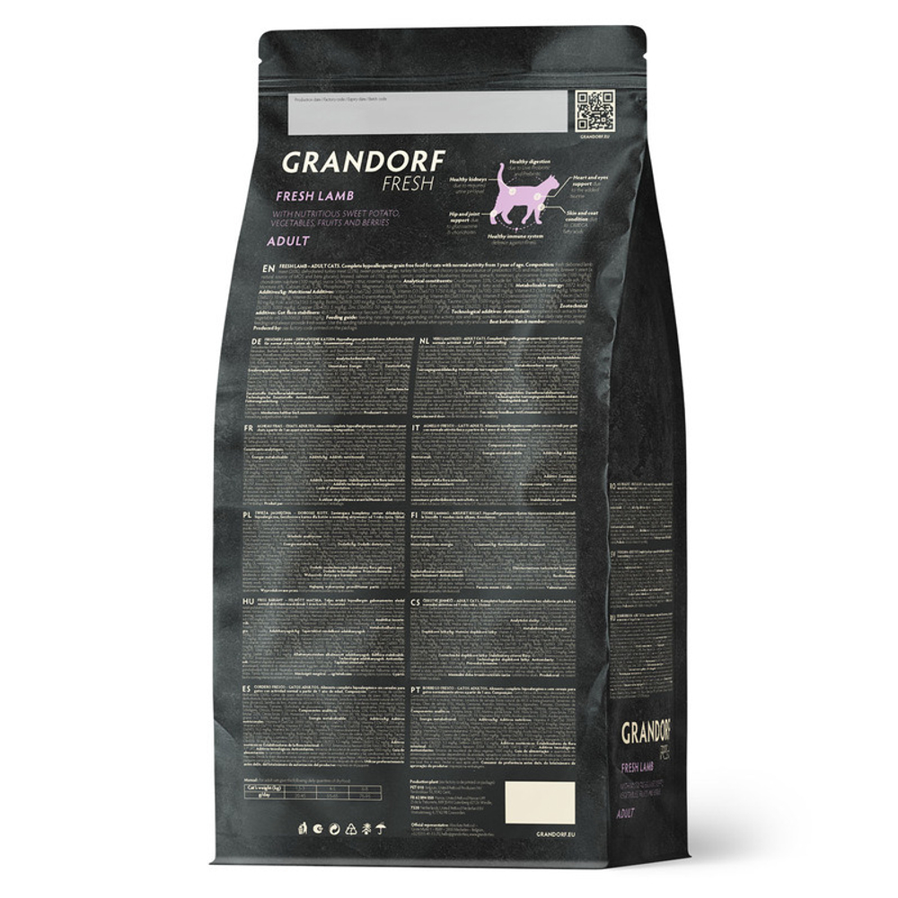 Сухой корм Grandorf Fresh с ягненком и бататом для взрослых кошек, 2 кг (Грандорф Фрэш)