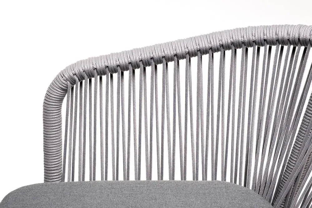 "Малага" обеденная группа на 6 персон со стульями "Марсель", каркас белый, роуп светло-серый