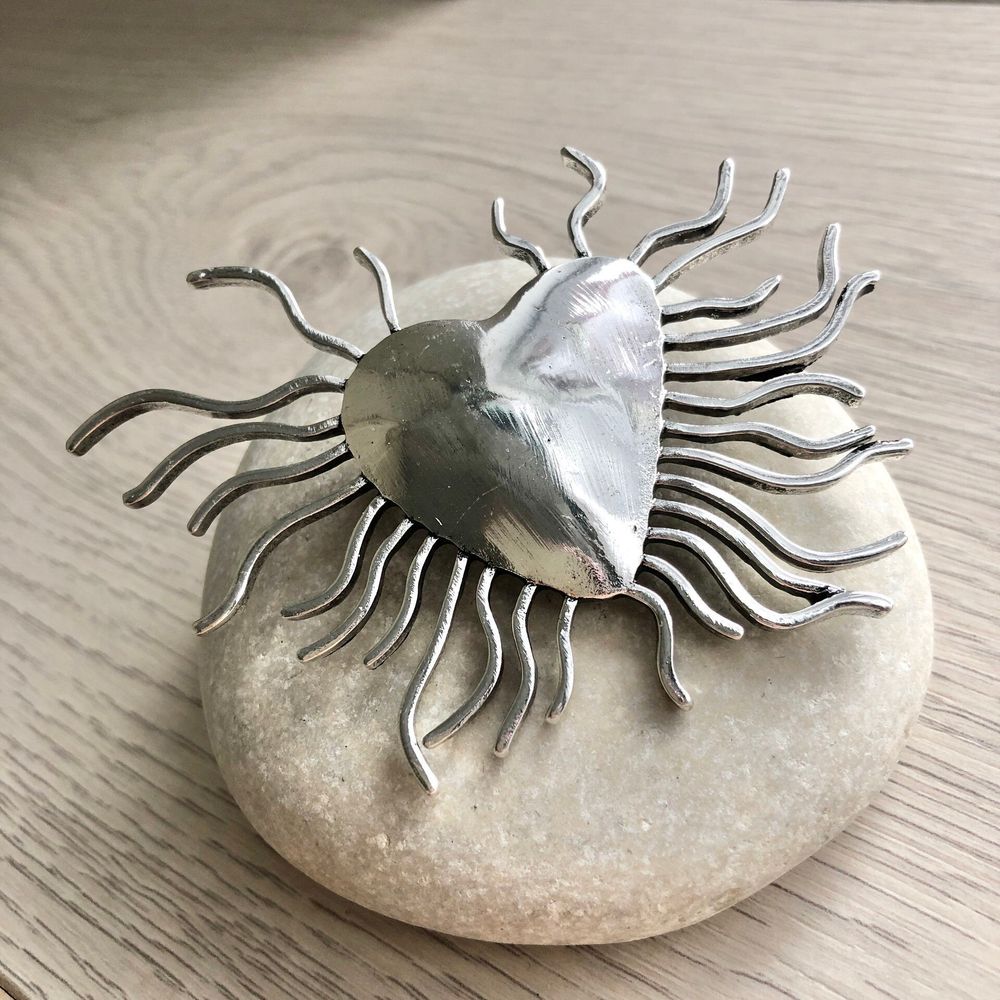 брошь-подвеска сердце-солнце серебро 7060 брошь-подвеска сердце-солнце серебро 7060