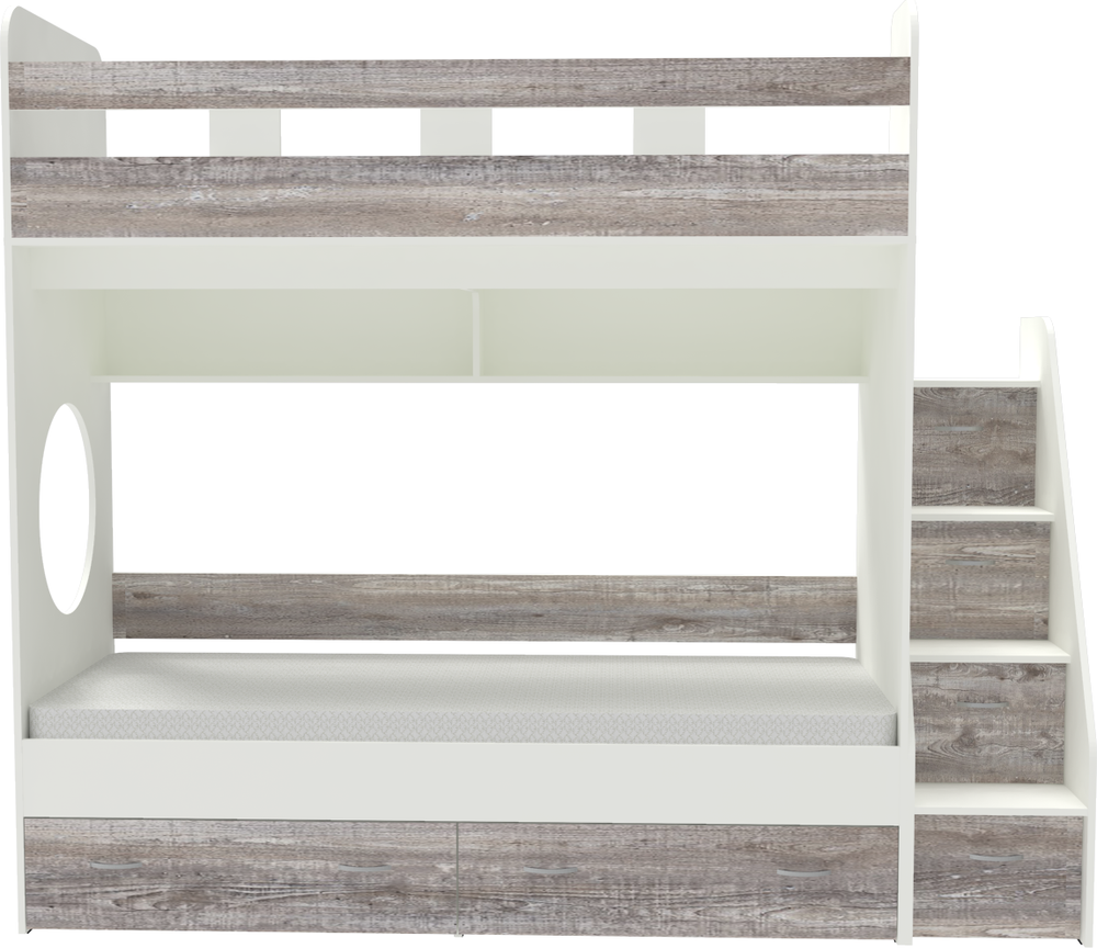 Двухъярусная кровать КарИВи Юниор 1 80x160 Белый  Бетон