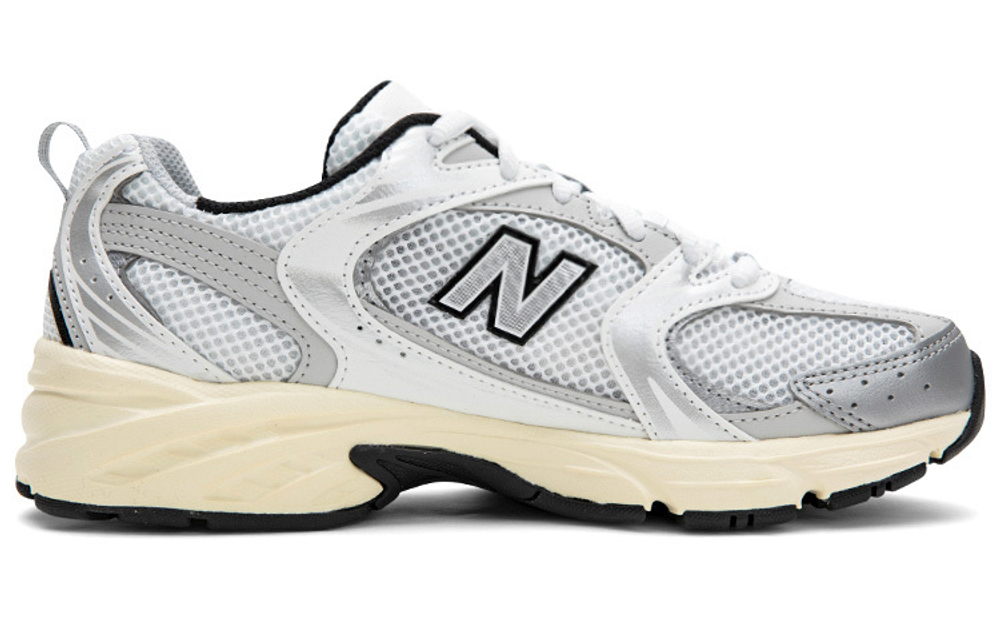 New Balance NB 530 sports and comfortable summer essential synthetic leather shock absorption, non-slip, wear-resistant, breathable, low-cut casual running shoes for men and women with the same silver and black