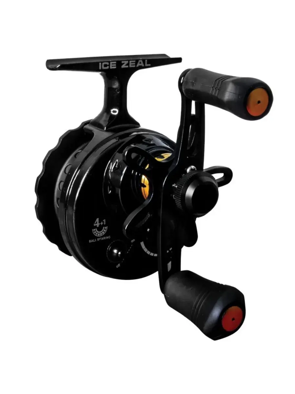 Катушка инерционная (зимняя) Black Side ICE ZEAL (4+1 подш.), черная для зимней рыбалки под удочку и спиннинг на судака, окуня и другую рыбу