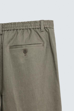 ZARA БРЮКИ КЛАССИЧЕСКОГО КРОЯ ИЗ 100% ЛЬНА, СВЕТЛО-БЕЖЕВЫЙ