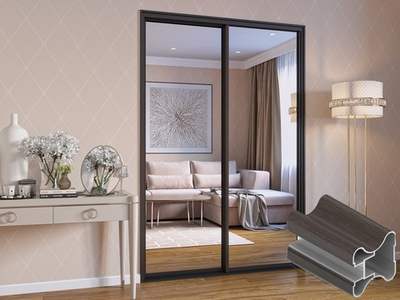 Дверь-купе 2850*900 мм, венге темный, форма ручки-Н