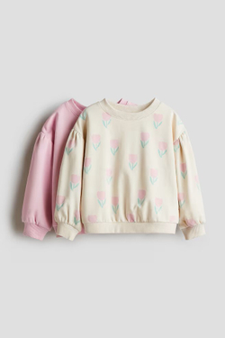 H&M Набор из двух толстовок с объёмными рукавами, розовый