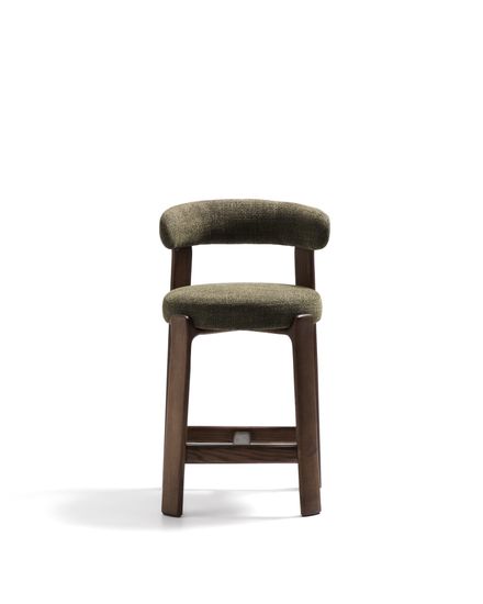 Полубарный стул Granite из зеленой синели и ясеня с отделкой орех 65 см