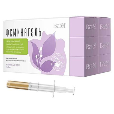 Batel. "Феминагель" гель биогенный гинекологический специального назначения при дисфункциях органов мочеполовой системы