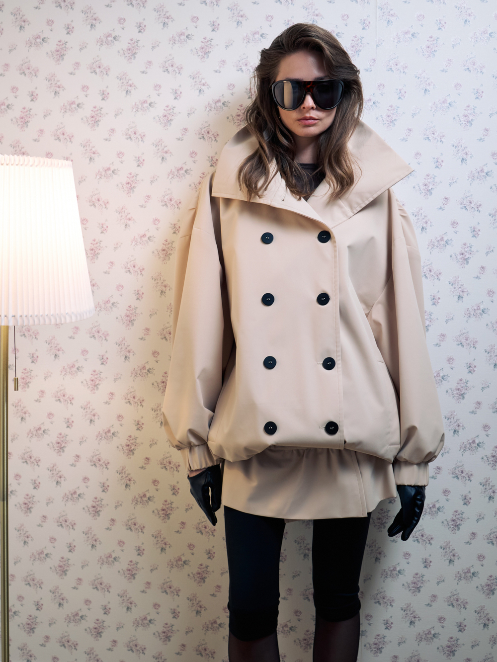 Тренч объемный с воротником стойкой