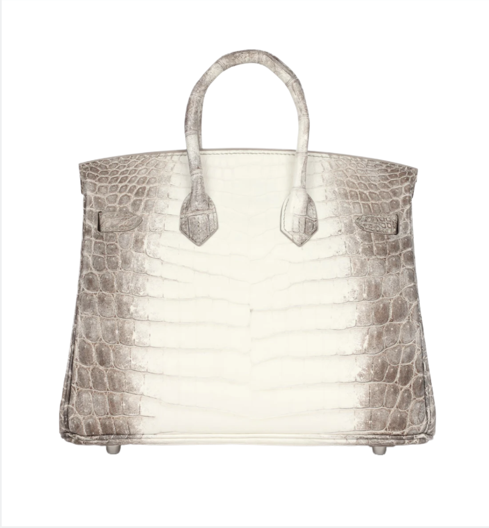 HERMÈS Birkin 25 Himalaya Niloticus Crocodile Diamond‑Encrusted Palladium Hardware, новая