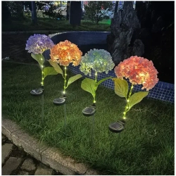 2шт. Декоративный садовый уличный светильник на солнечной батарее "Фонарик Гортензия голубая"