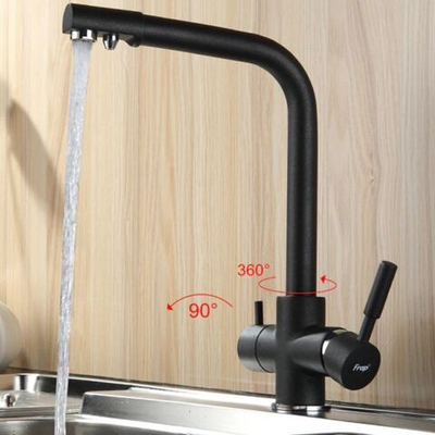 Смеситель для кухни, Frap, с картриджем, подкл к фильтр, чер, F4352-7