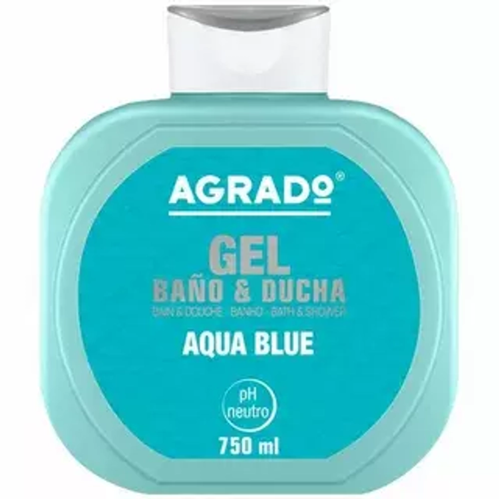 AGRADO 750мл Гель д/ванн и душа AQVA BLUE/ТОНИЗИРУЮЩИЙ,УВЛАЖНЯЮЩИЙ*8 голубой