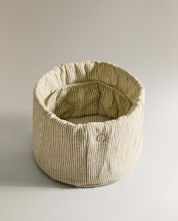 ZARA HOME ДЕТСКИЙ КРУГЛЫЙ ОРГАНАЙЗЕР ДЛЯ ХРАНЕНИЯ В ПОЛОСКУ, ЗЕЛЕНЫЙ