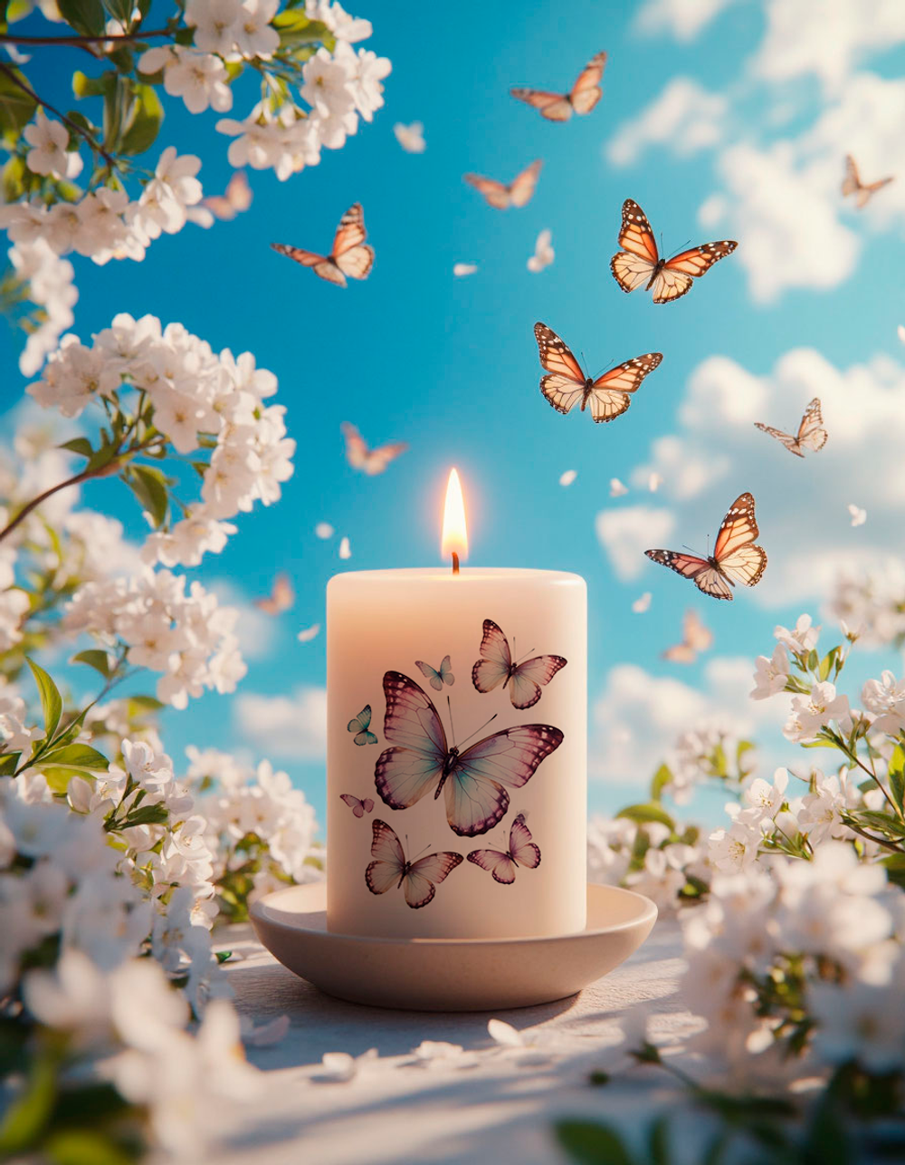 Трансфер переводной - декаль для свечей и гипса бабочки 011 А5