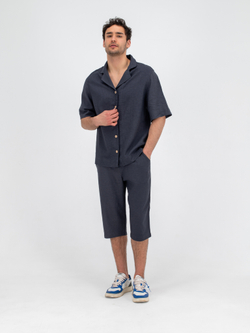 Костюм льняной с шортами. Графит