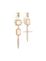 Серьги "Cross Sun Shine" с розовым кварцем Gold