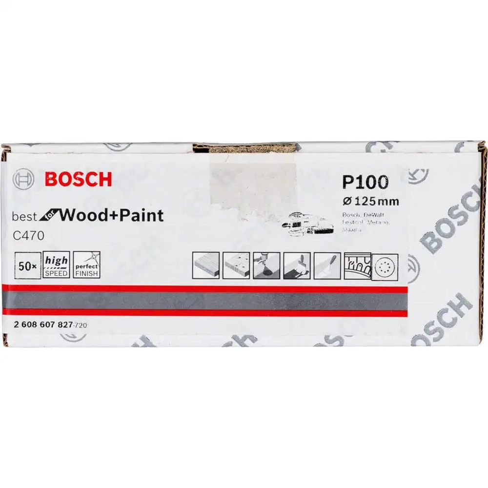 Шлифлист 125 мм C470, P240, 8 отв., 50шт. BOSCH 2608607830