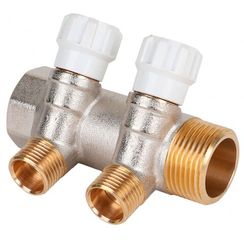 Коллектор латунный с регулирующими вентилями MVI 1x1/2 2 вых.