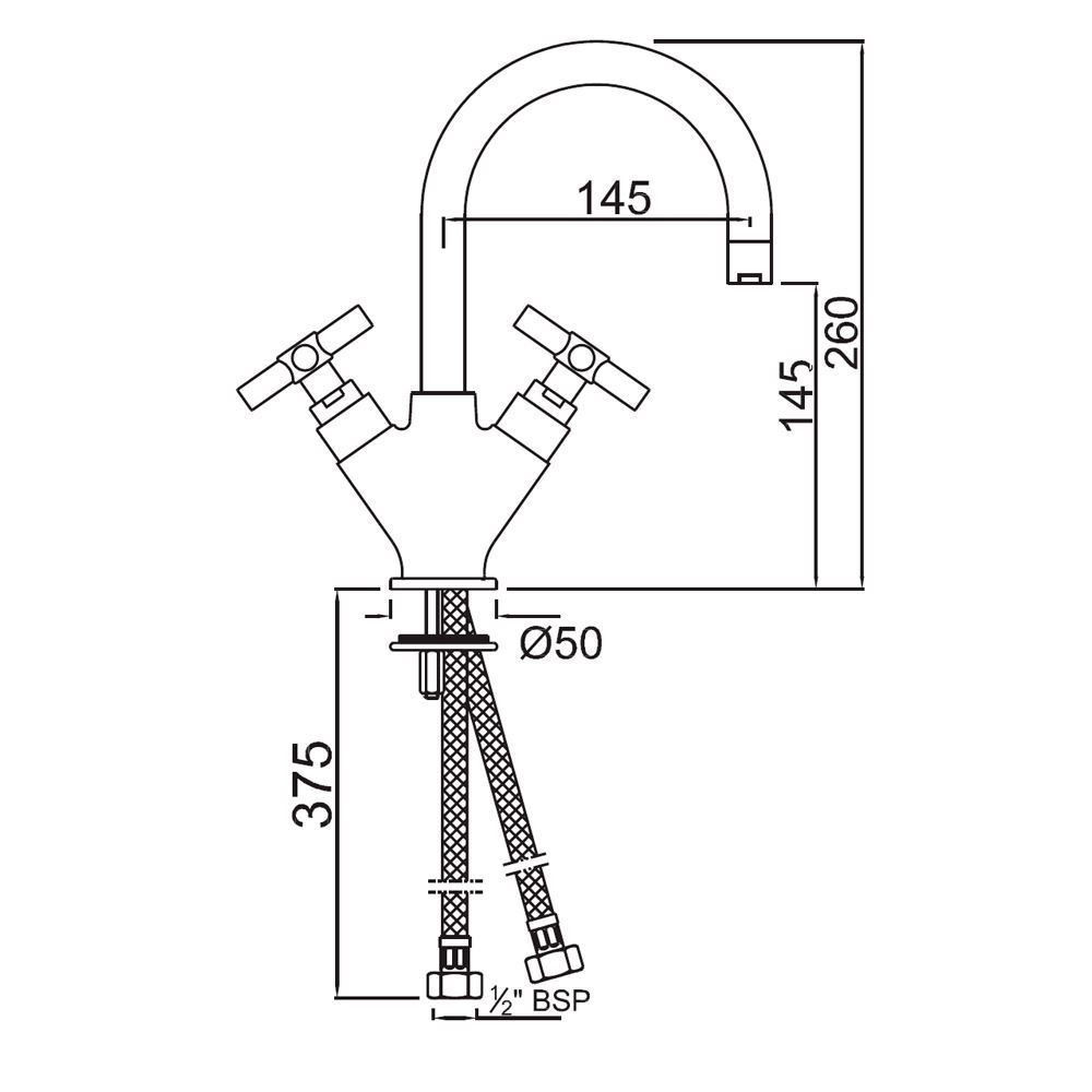 Смеситель моноблочный для раковины без сливного гарнитура SOL-CHR-6167B